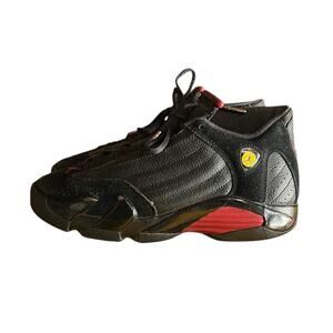Nike Air Jordan 14 Retro "Last Shot" Basketball Sneakers Size 6Y Black Red BRED
